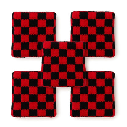 5er Set Fingerschweißband Rot Schwarz Karo Schweißband für Finger Fingersleeve
