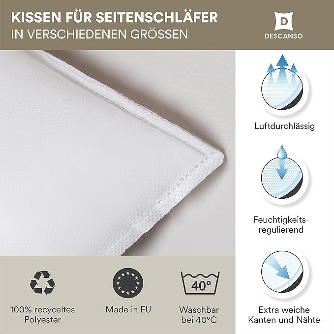 Kopfkissen Füllkissen orthopädisch Seitenschläfer ✔️ viele Größen