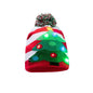 LED Licht Mütze Rot Weiße Tanne Weihnachtsmütze Weihnachten Bommel Beanie Strickmütze