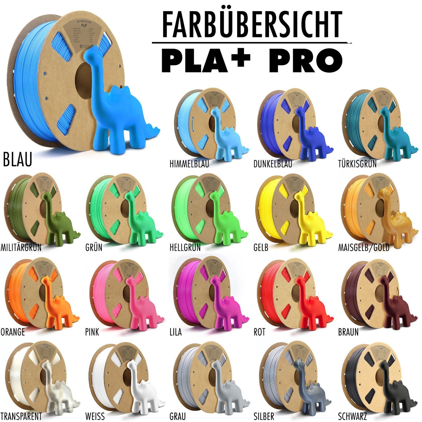 Aktion 10x PLA+ plus 3D Filament Blau 1kg Drucker Printer PLA+ Rolle Großhandel