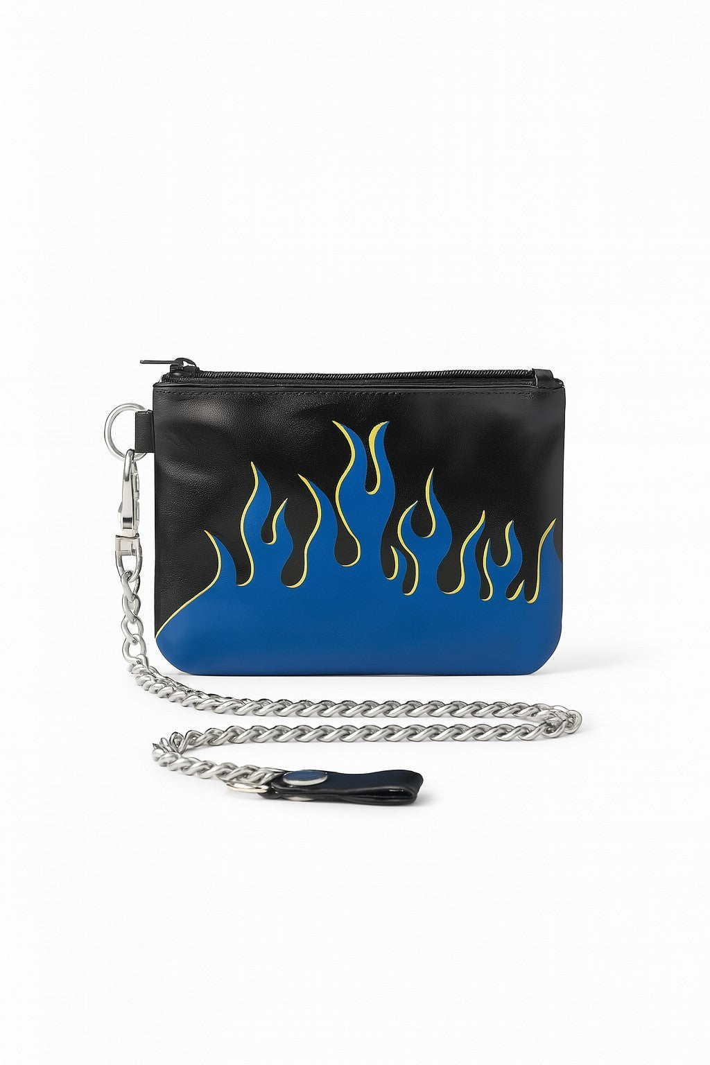 Geldbeutel Schwarz mit blauen Flammen Portemonnaie Geldbörse Skater Rock Punk