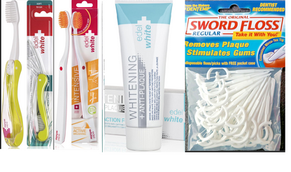 edel+white Zahnpflege Set | Whitening Zahnpasta + Softbürsten + Zahnseide