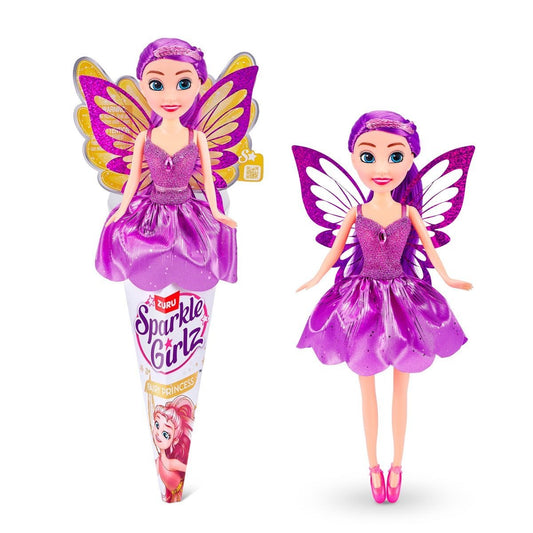 Zuru Sparkle Girlz Lila Fairy Princess Puppe Fee Feenpuppe Spielpuppe Kegel