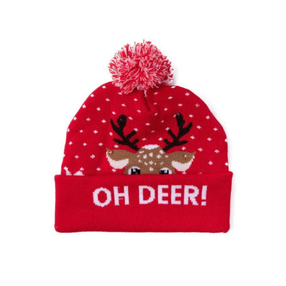 3er Set LED Licht Mütze Oh Deer & Rentier & Tanne Weihnachtsmütze Mützen Weihnachten