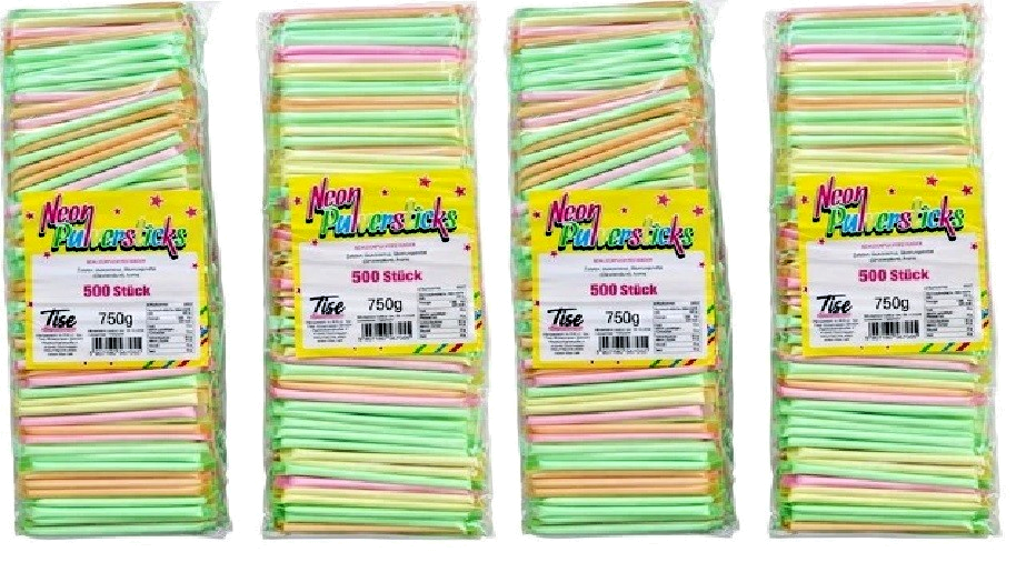 2000 Neon Pulversticks Schleckpulverstangen Fasching Karneval Wurfartikel Umzug