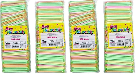 2000 Neon Pulversticks Schleckpulverstangen Fasching Karneval Wurfartikel Umzug