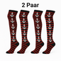 2 Paar lange Socken ringel Anker Motiv Overknees Gothic Punk Emo Rockabilly rot