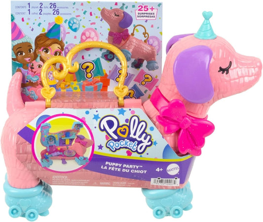 Mattel HKV54 Polly Pocket Hündchenparty Geburtstagsparty Dackel-Party Spielset