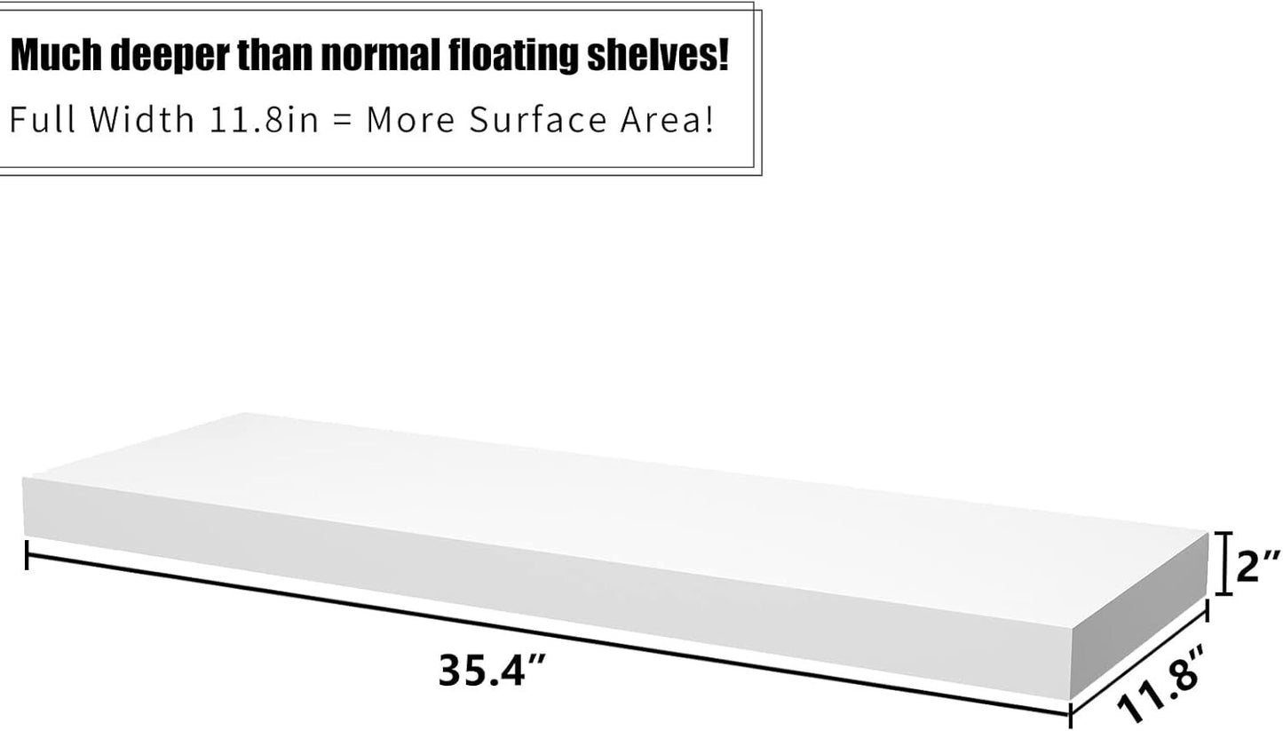 2x Wandregal 90 cm Weiß Hochglanz Regal Schweberegal Wandboard Deko modern Set