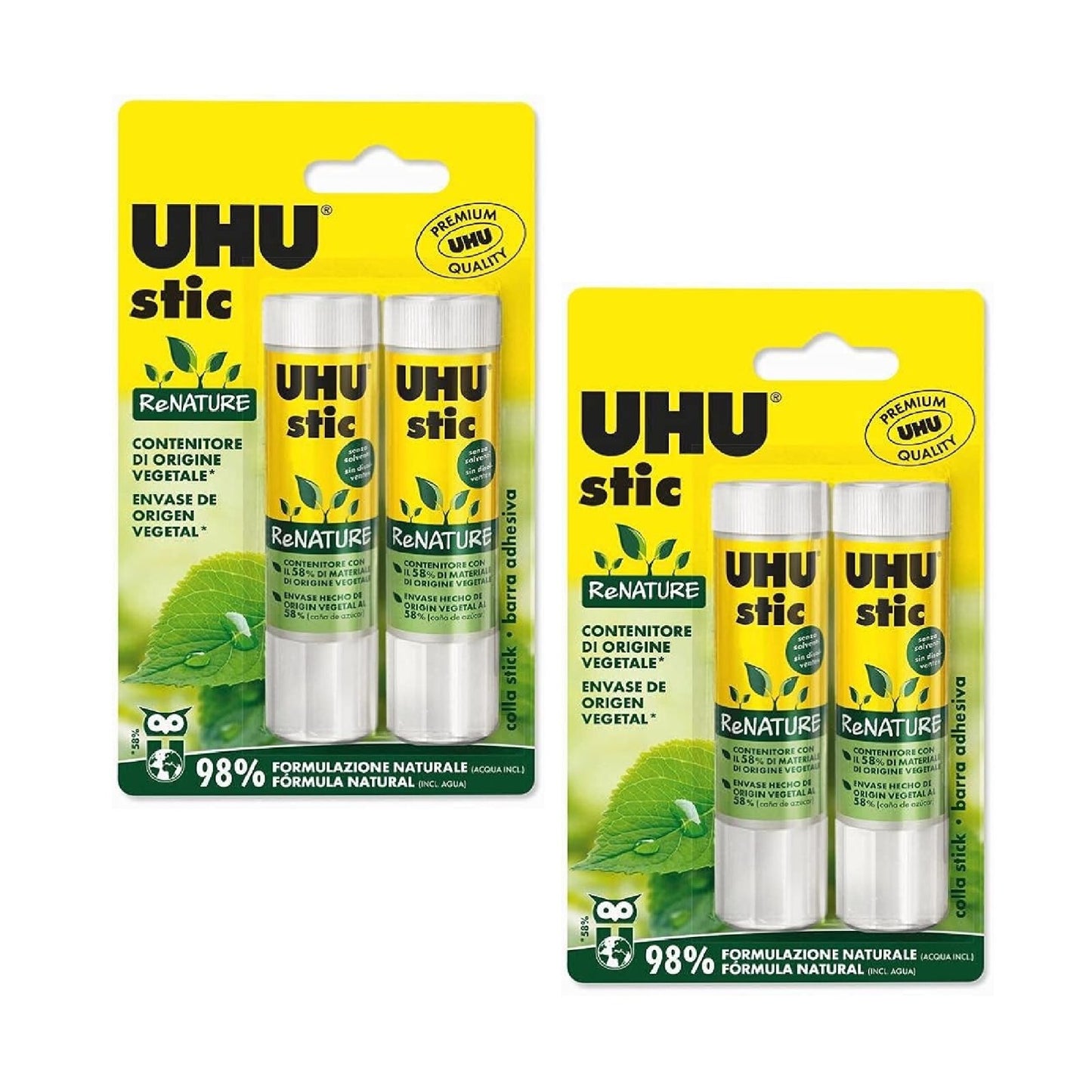 2x 2er Set Uhu Stic Renature je 21g umweltfreundlich Klebestift Büro Schule