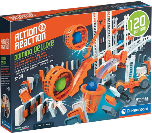 Clementoni - 19304 - Action & Reaction - Domino Deluxe - Bausatz, Kugelbahn
