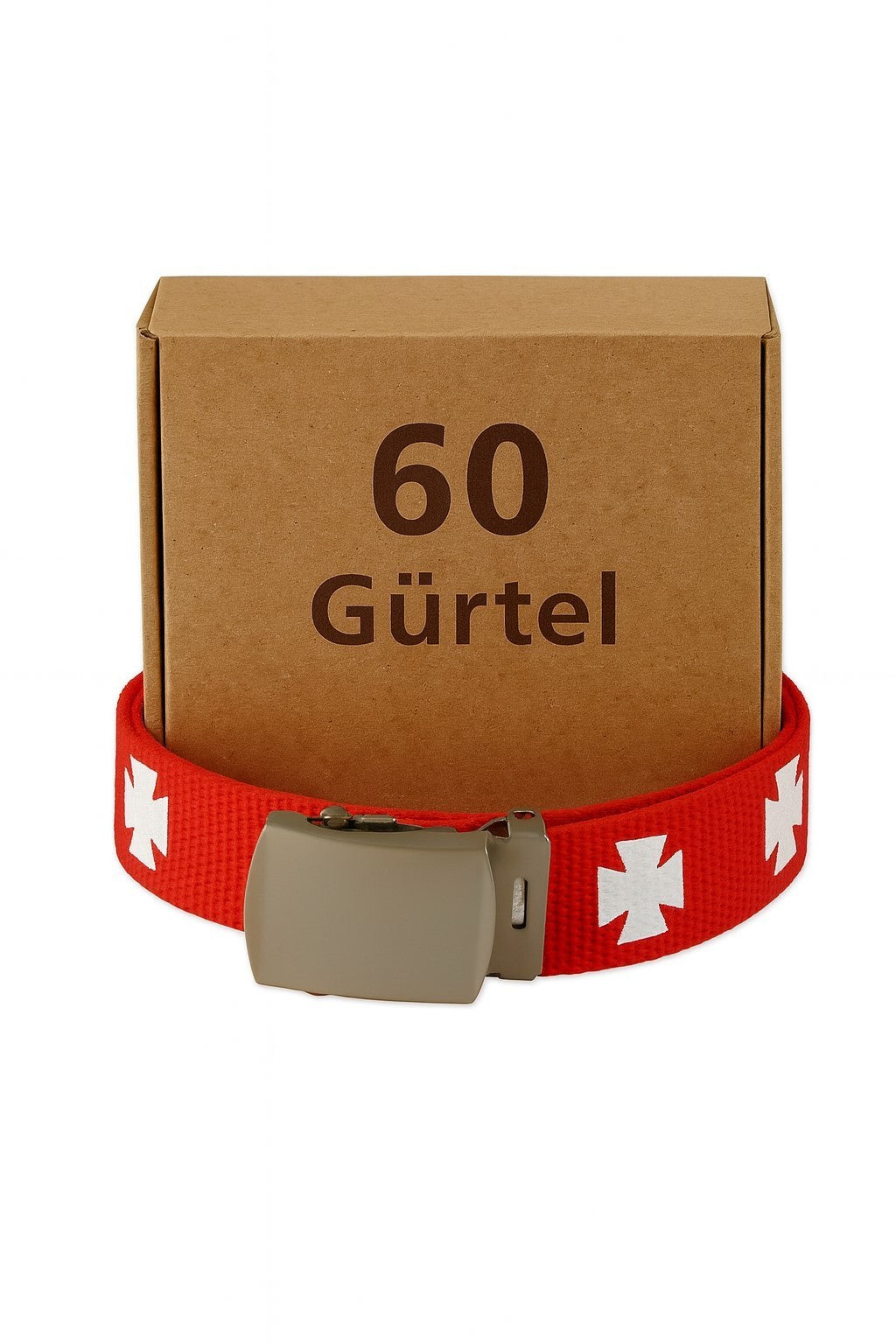 Aktion 60x Gürtel Rot Weiße Kreuze Hüftgürtel Jeansgürtel Unisex Großhandel