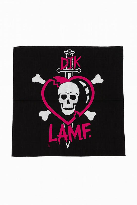 Bandana Kopftuch Halstuch Schwarz mit Totenkopf Skull LAMF Tuch Freizeit Kopftuch Accessoires
