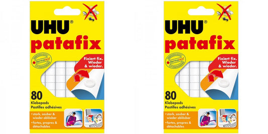 2x UHU Patafix Klebepads 80 Stück, weiß & wieder ablösbar
