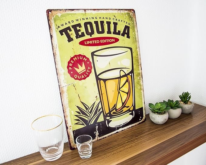 Blechschild Tequila Vintage Deko Schild Limited Edition Deko Bar 40 x 30 cm