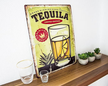 Blechschild Tequila Vintage Deko Schild Limited Edition Deko Bar 40 x 30 cm
