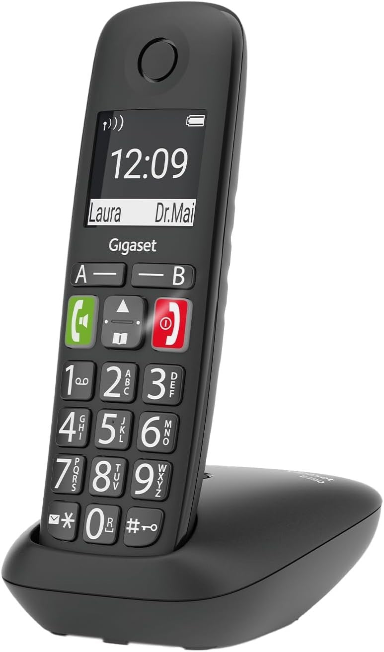 Gigaset E290 Schnurloses Telefon Schwarz Großtastentelefon Verstärkerfunktion
