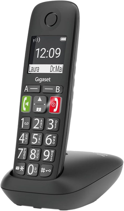 Gigaset E290 Schnurloses Telefon Schwarz Großtastentelefon Verstärkerfunktion