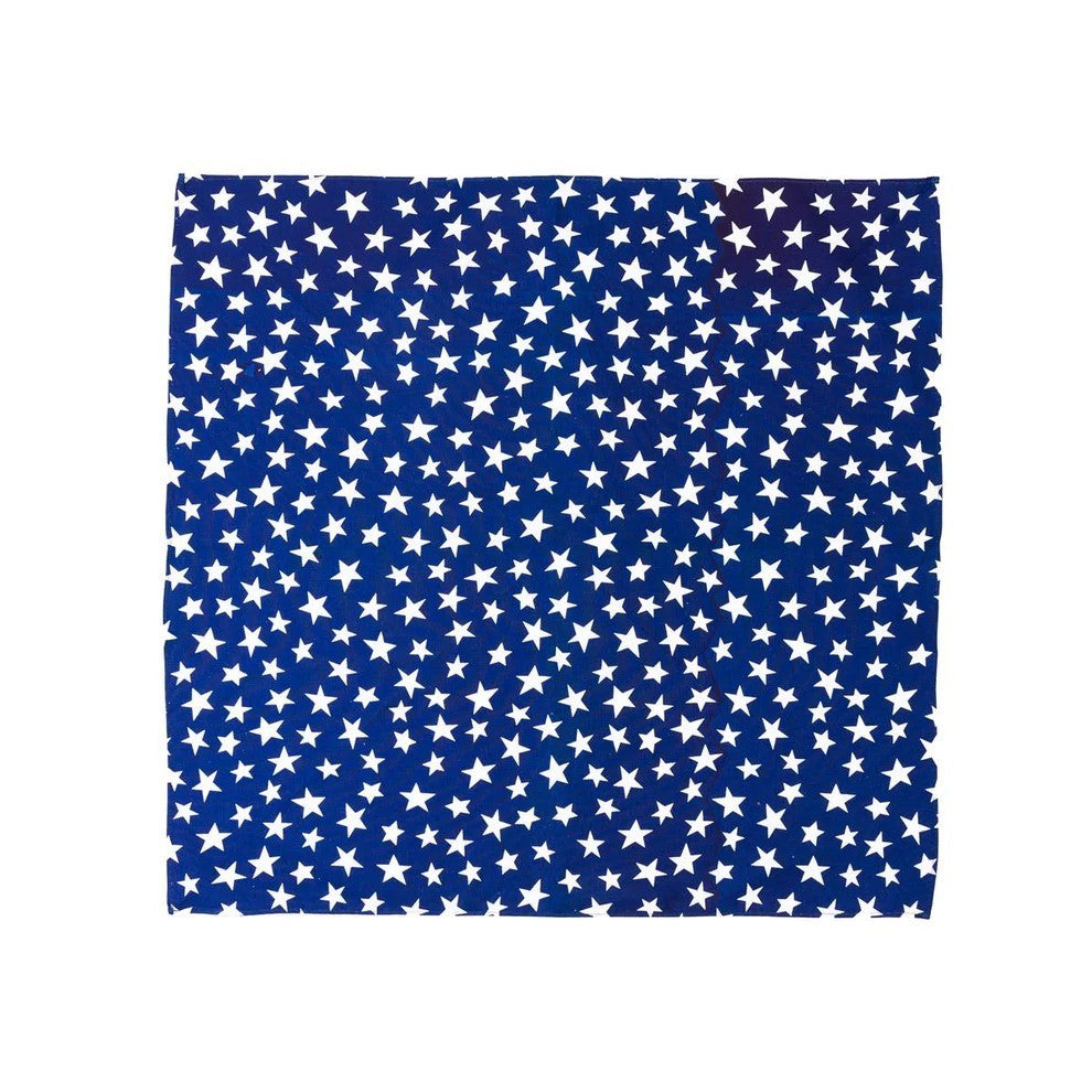 Bandana Kopftuch Halstuch Blau mit Weißen Sternen Accessoire Freizeit Tuch Baumwolle