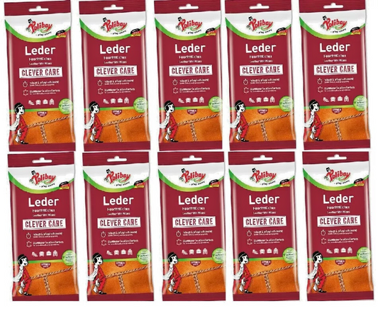 10x 20 Poliboy Leder Pflege Feuchttücher, Reinigungstücher Clever Care Pflege