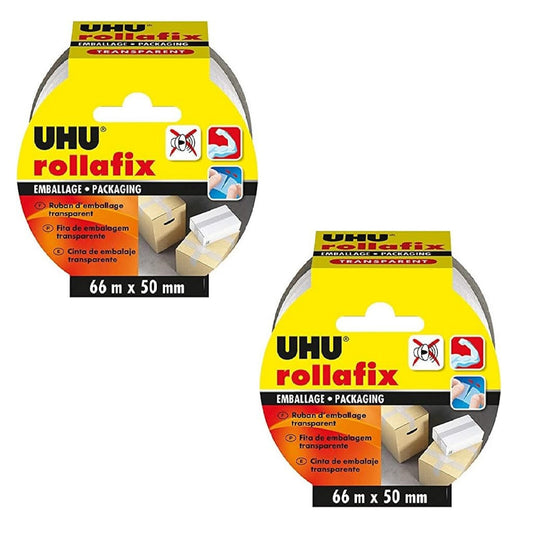 2x Uhu Rollafix Packband transparent 66m x 50mm Lager Umzug Karton Verpackung