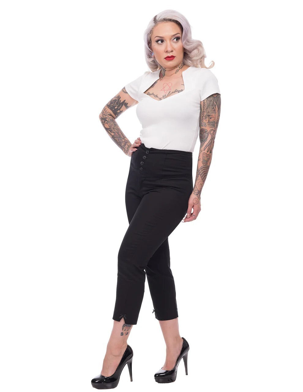 Steady Clothing High Waist Millenium Caprihose Damen Größe XL Rockabilly Retro