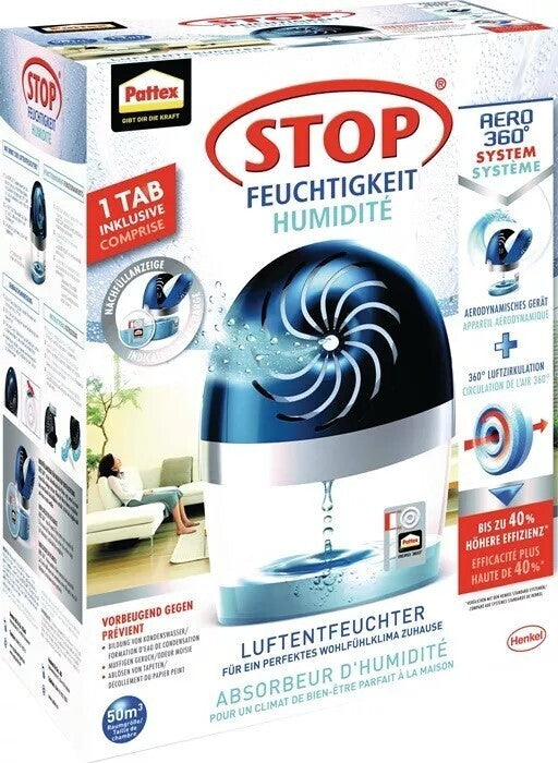 Pattex Stop Feuchtigkeit Luftentfeuchter inkl. 1 Tab Luft Raum Geruch Schimmel