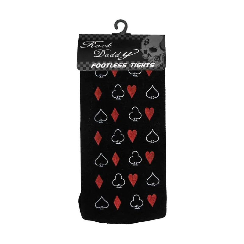 1x Schwarze Strumpfhose Kartenspiel Muster Footless Gothic Punk Rock Leggins