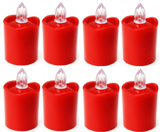 8 er Set LED Grabkerze Rot Grablampe Grablicht Grablaterne Gedenklichter Außen