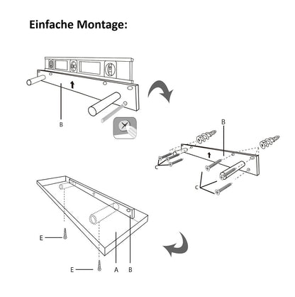 Schwebendes Wandregal 2er Set Echtholz Braun 30cm Regal Küche Büro Wohnzimmer