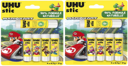 2 x Uhu Stic Mariokart 5er Set (4x 8,2g + 1x 21g) Klebestift Bastelkleber Schule