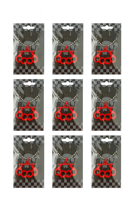 9er Set Halsketten Schlagring Rot Geschenk Kette Schmuck Anhänger Rockabilly