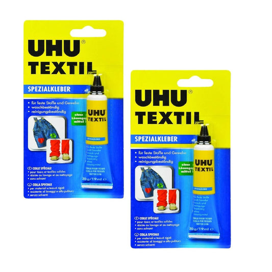 2x Uhu Textil Spezialkleber 20g/19ml Stoffkleber Textilkleber Waschbar Reparatur