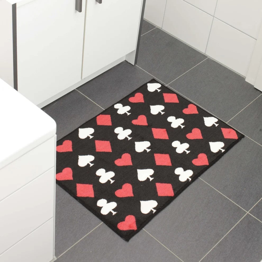 Badematte Schwarz Kartenspiel Design Badteppich Badvorleger Duschvorleger Bad
