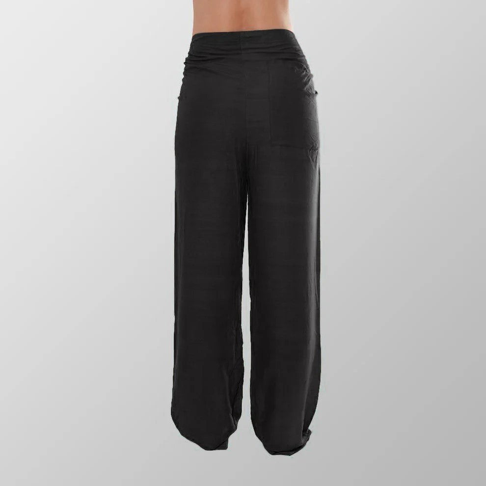 Baumwollhose Schwarz Unisex Stoffhose Freizeit Sommer Yogahose Aladinhose Luftig