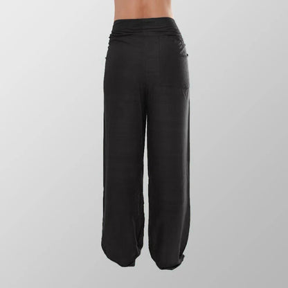 Baumwollhose Schwarz Unisex Stoffhose Freizeit Sommer Yogahose Aladinhose Luftig