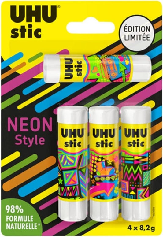 Uhu Stic 4er Set Limited Edition Neon Style je 8,2g Klebestift Basteln Schule