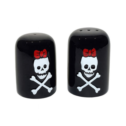 Set Eierbecher + Salz- & Pfefferstreuer Schwarz mit Totenkopf Skull Haushalt Küche