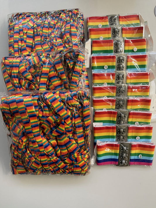 Karton mit min. 160 Schnürsenkel u. Gürtel Belt Regenbogen Restposten Posten A Ware