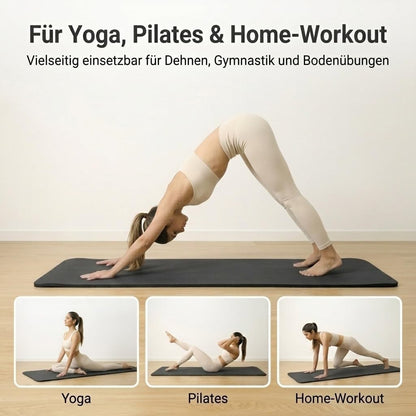 2x diMio Gymnastikmatte Yogamatte Fitnessmatte Schwarz 185x60x1cm inkl. Tragegurt Sportmatte