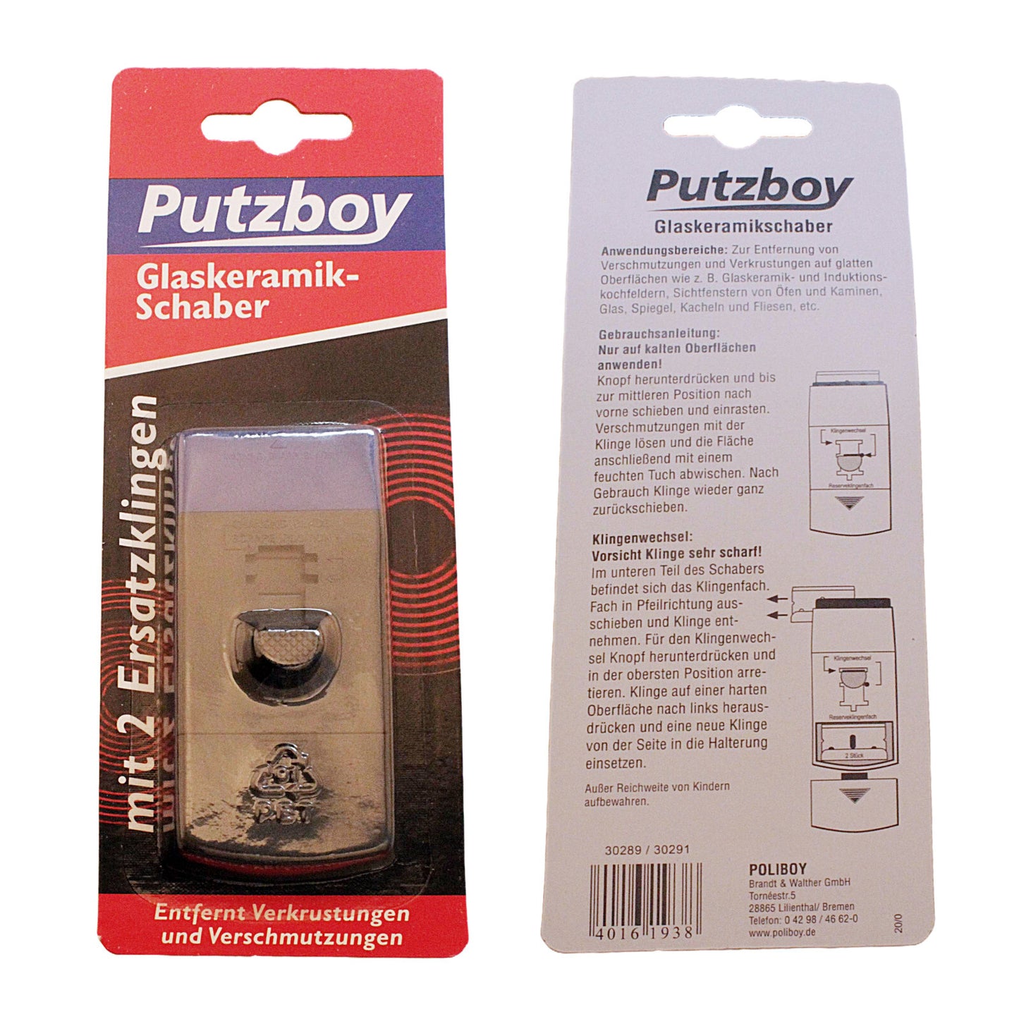 3x Glaskeramik-Schaber Putzboy Herd reinigen Ceranfeld Kochfeld sauber Glas