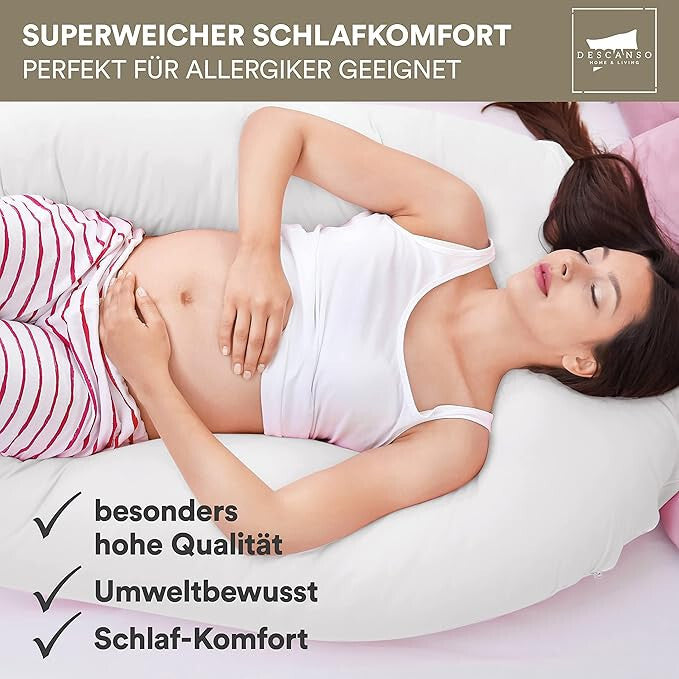 Schwangerschaftskissen mit Bezug Oeko-Tex Kissen Kopfkissen Schwangerschaft ergonomisch