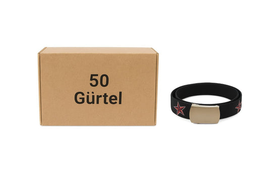 Aktion 50x Gürtel Belt Schwarz mit Sterne Hüftgürtel Jeansgürtel Unisex Großhandel