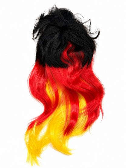 5x Perücken Glatt Deutschland Fanartikel Fußball Fußballfans WM Schwarz Rot Gold