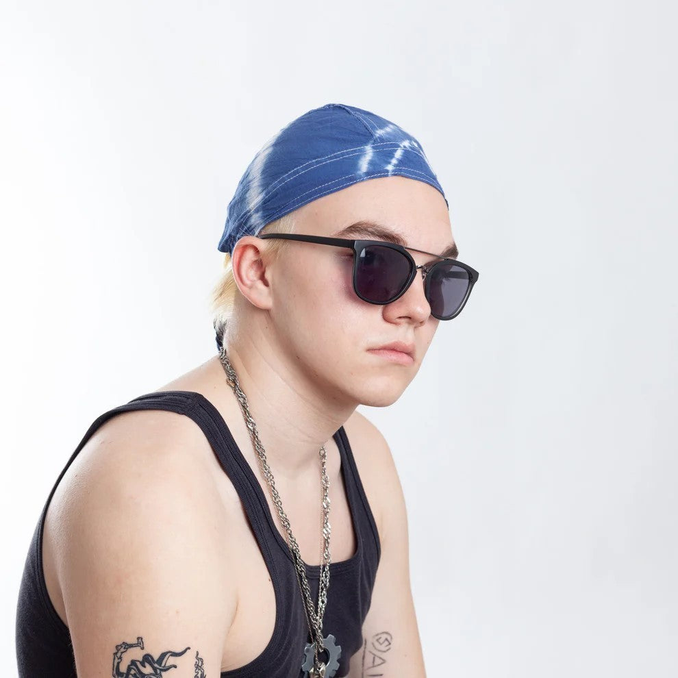 Bandana Blau Batik Muster Kopftuch Cap Zandanna Mütze Stirnband Biker Rocker