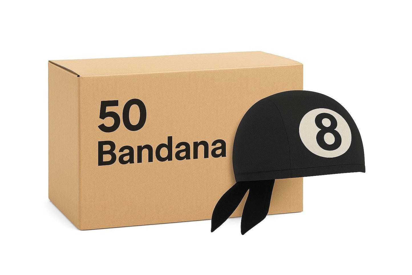 Aktion 50x Bandana Kopftuch Schwarz 8-Ball Stirnband Tuch Unisex Großhandel