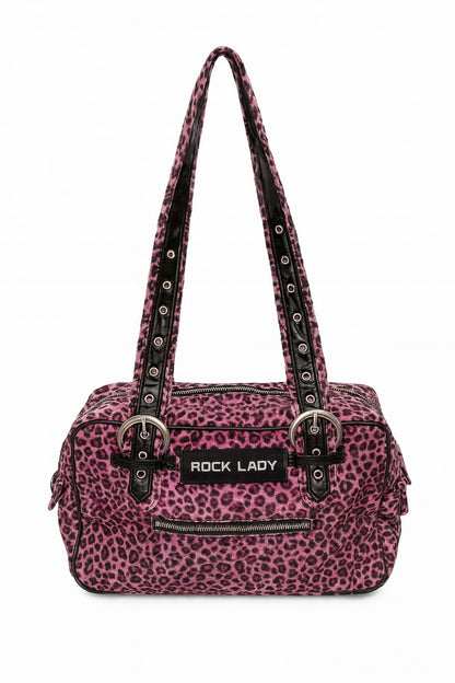 Modische Damen Handtasche Pink Leopard Plüsch Mode Accessoires Vintage Tasche