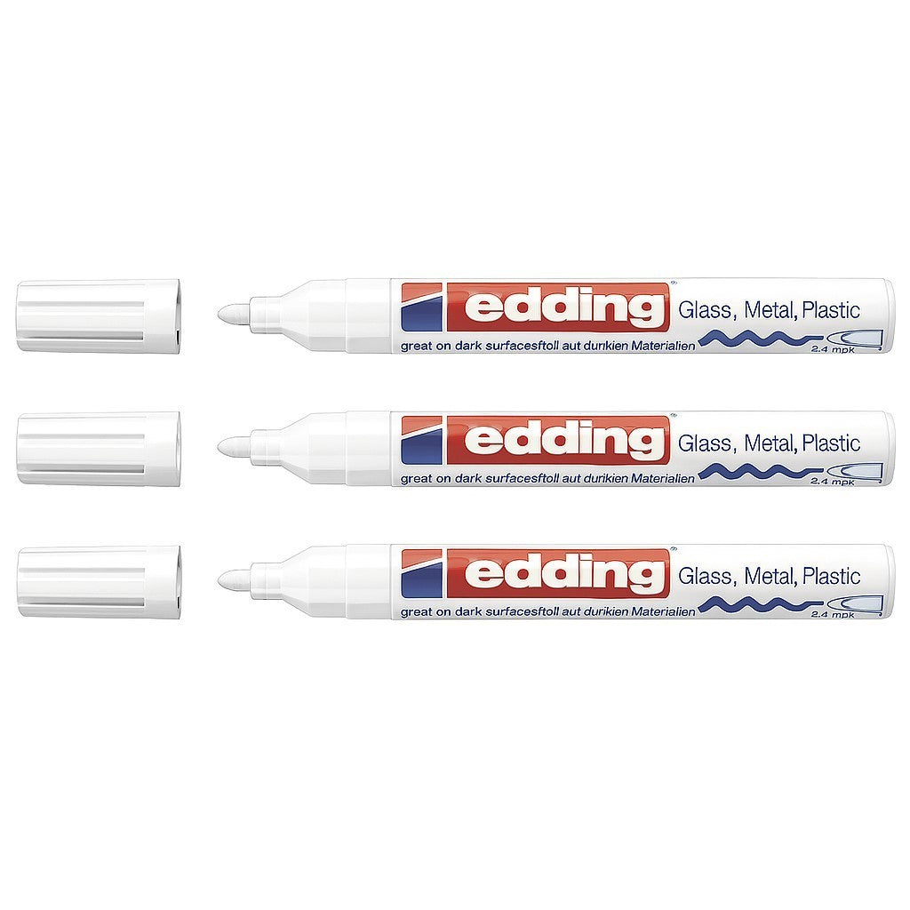 3x Edding 750 CR Weiß Glanzlackmarker 2-4 mm Gloss Paint Marker Rundspitze