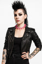 Halsband Transparent mit Pinken Spikes Nieten Choker Punk Rock Gothic Festival