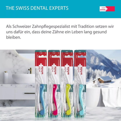 12 x edel+white Flosserbrush TO GO Soft Zahnbürste Reisezahnbürsten einklappbar